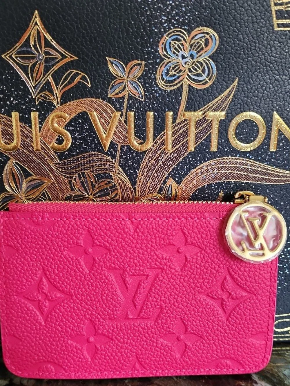 Louis Vuitton Hot Pink Monogram Cardholder with Gold Charm